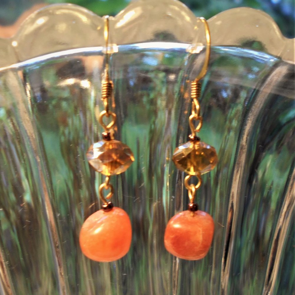 earrings glass and natural stone